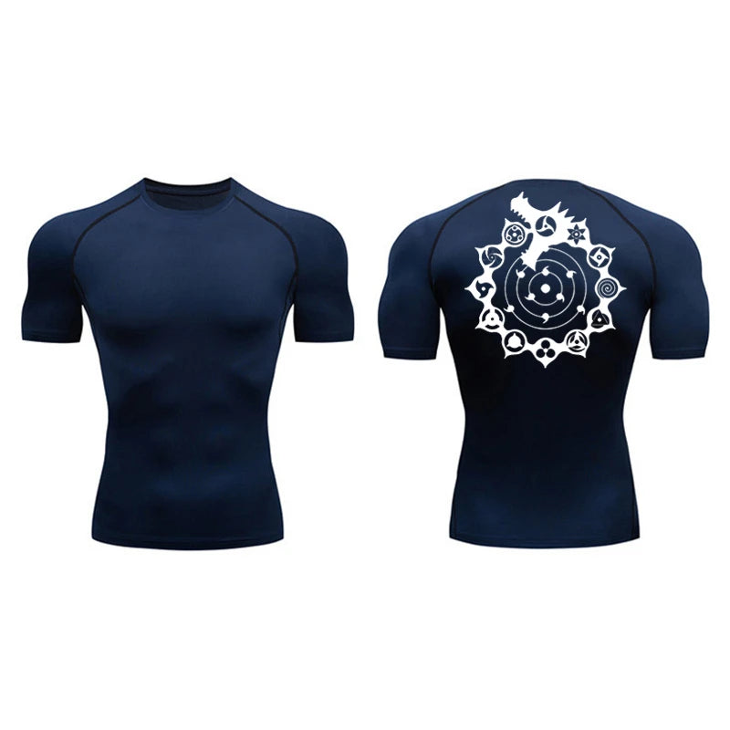 Naruto Hidden Village Symbols Compression Rash Guard Shirt