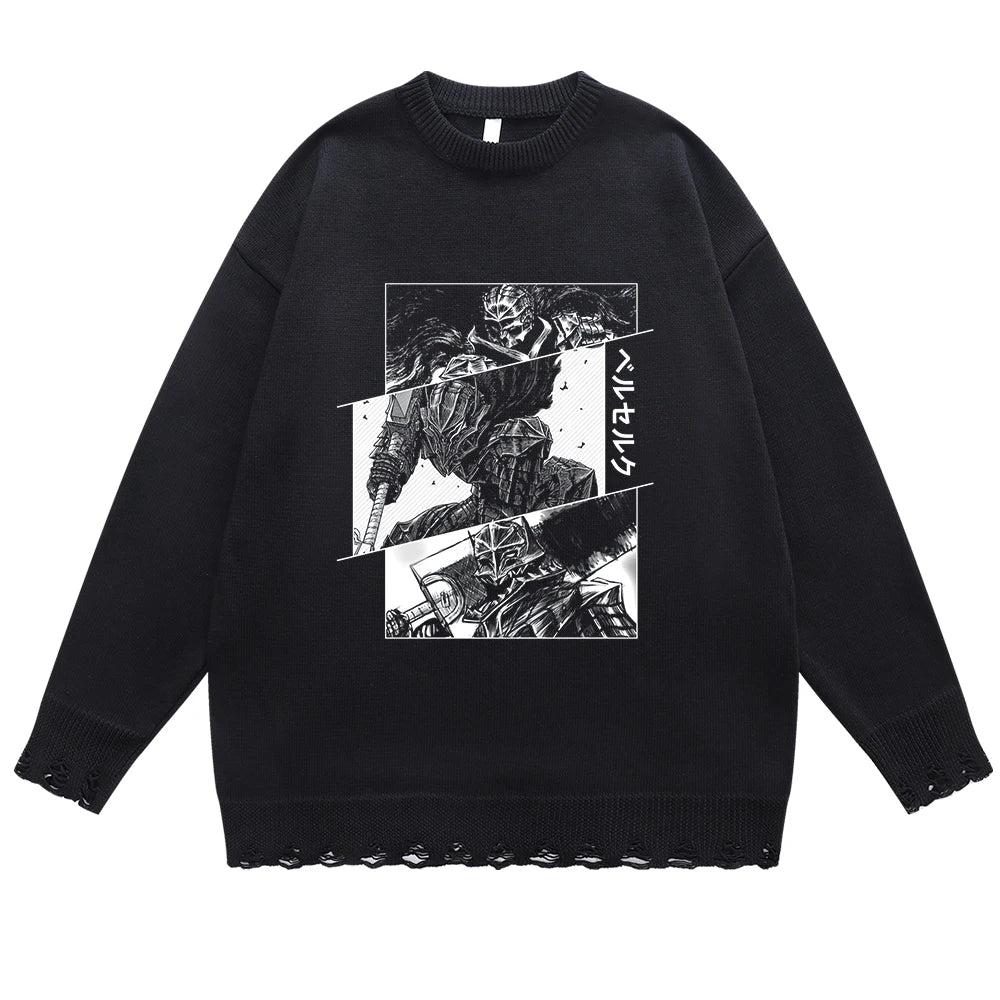 Berserk Guts's Power Hanknitted Longsleeve Crewneck Sweater