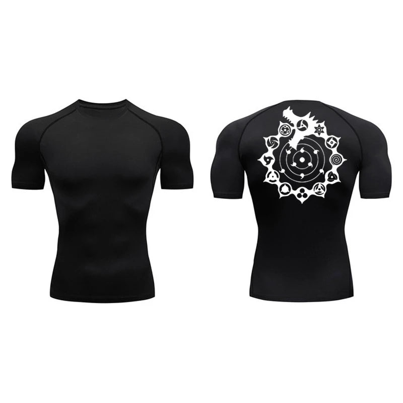 Naruto Hidden Village Symbols Compression Rash Guard Shirt