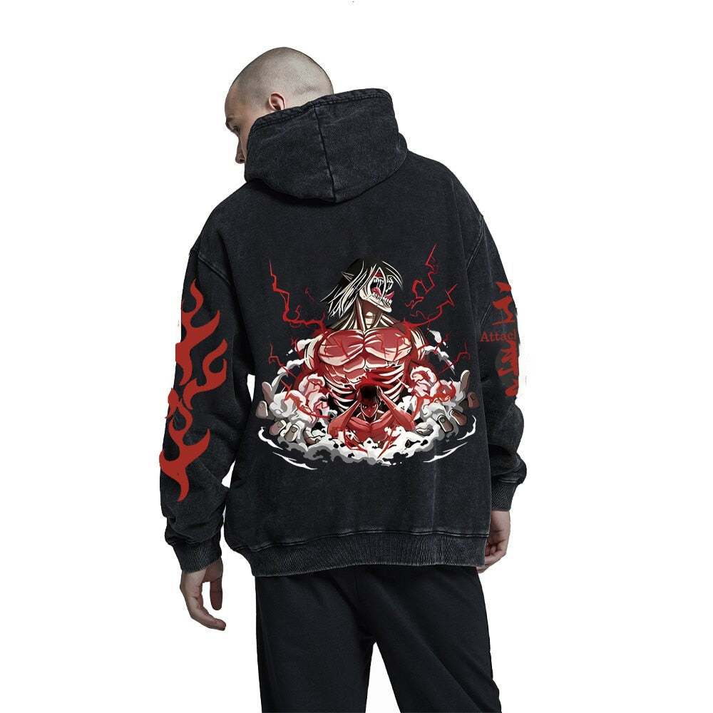 Attack on Titan Rogue Titan Oversized Vintage Hoodie