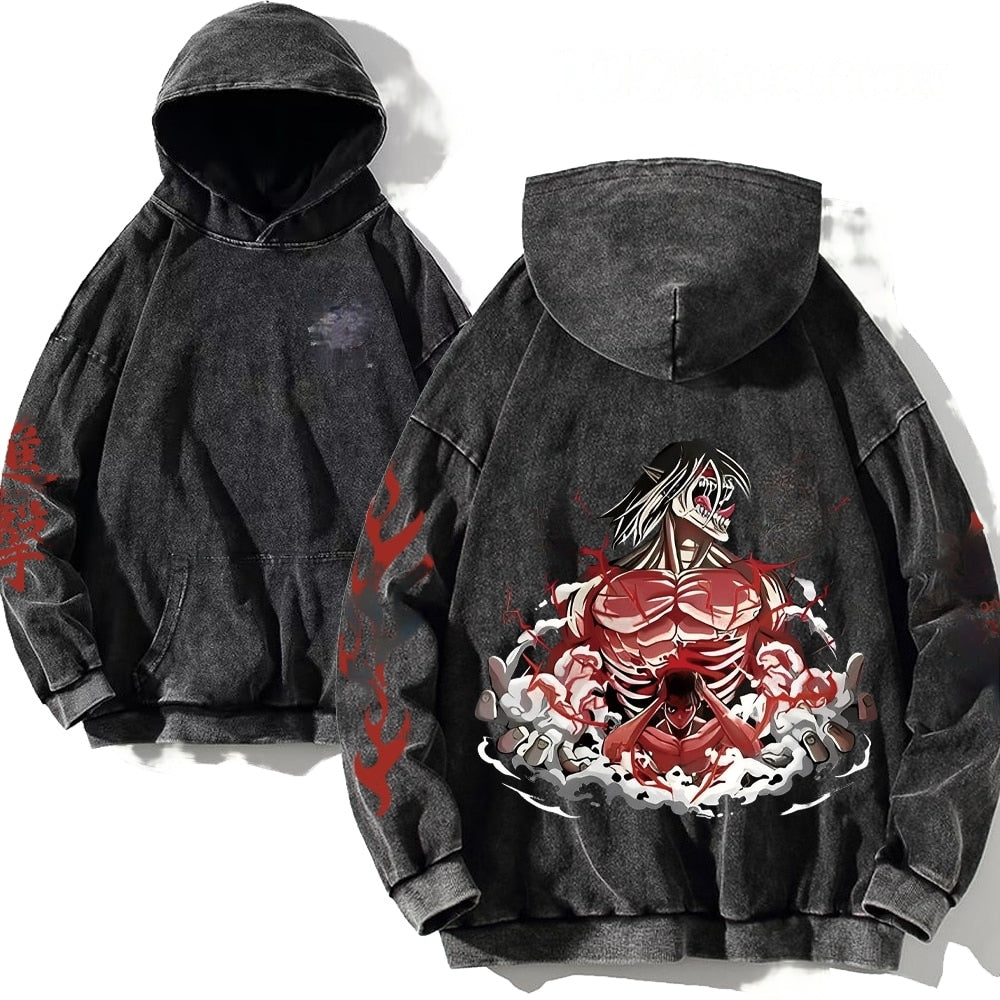 Attack on Titan Rogue Titan Oversized Vintage Hoodie