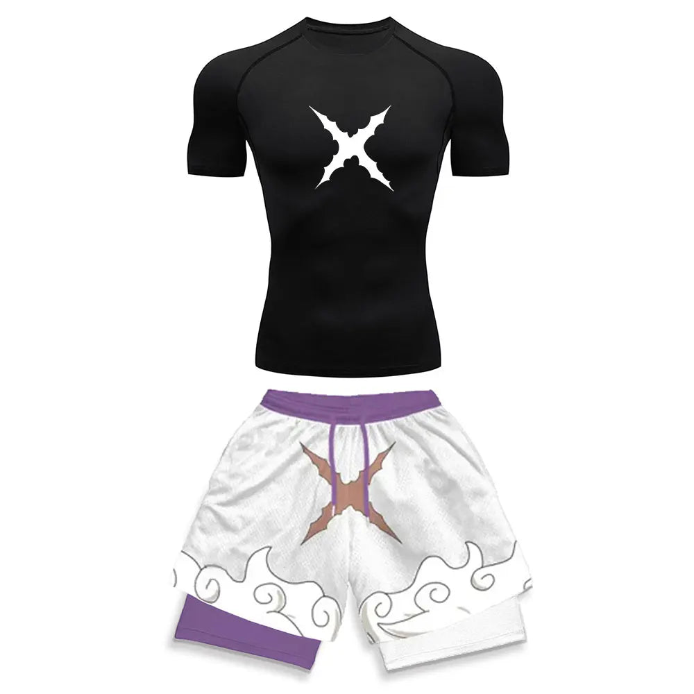 One Piece Luffy Sun God Awakening Compression Rash Guard Set
