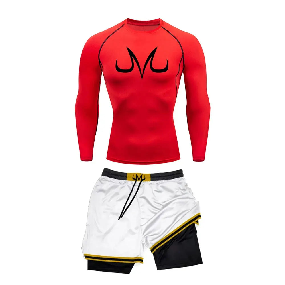 Dragon Ball Z Majin Buu Pink Terror Long Sleeve Gym Compression Rash Guard Set