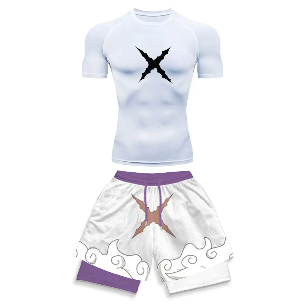 One Piece Luffy Sun God Awakening Compression Rash Guard Set