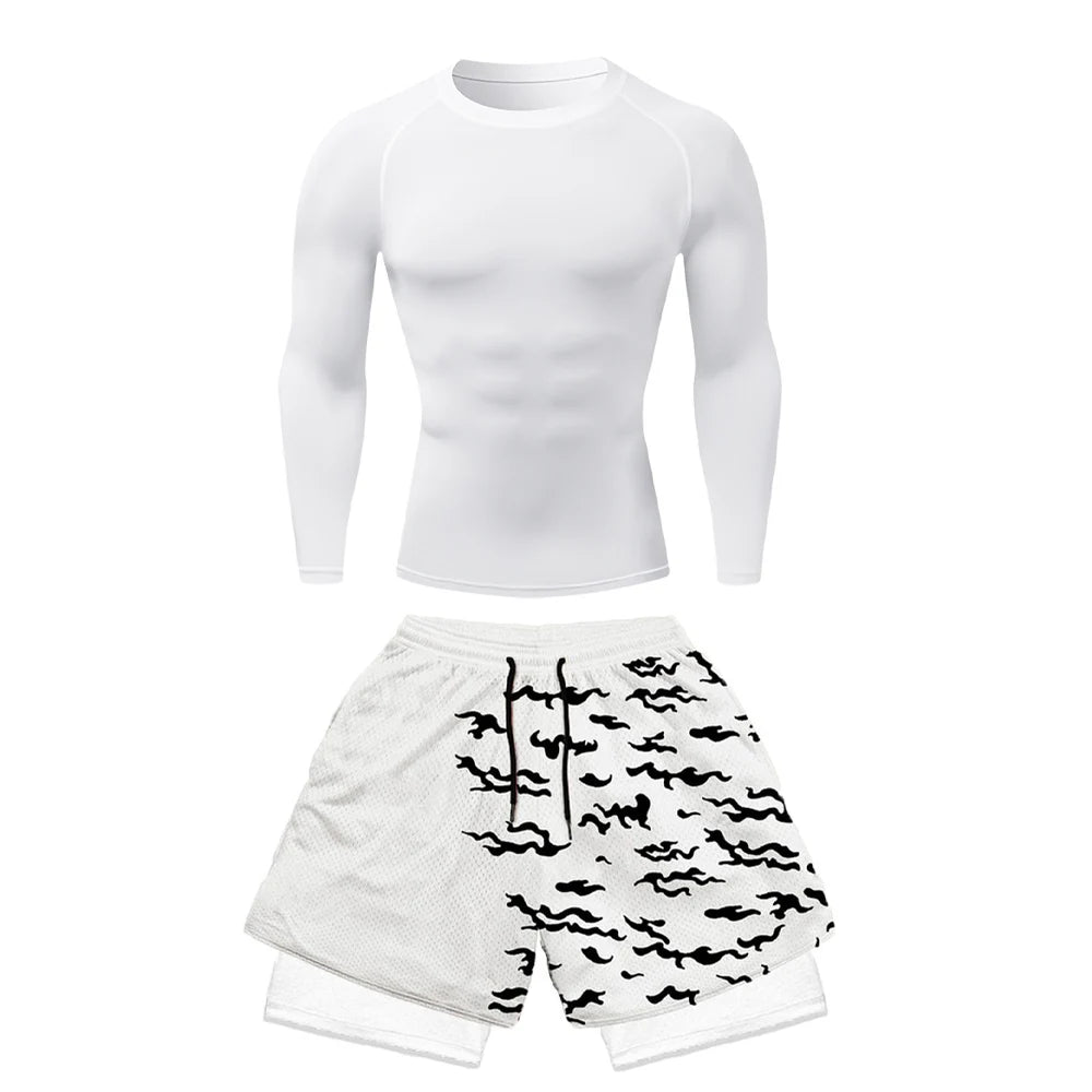 Naruto Sasuke Cursed Seal Awakening Long Sleeve Compression Rash Guard Set