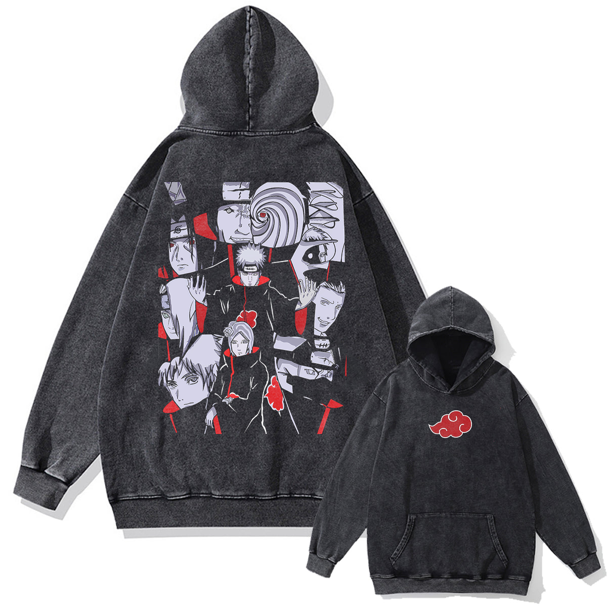 Naruto Akatsuki Red Dawn Oversized Vintage Hoodie