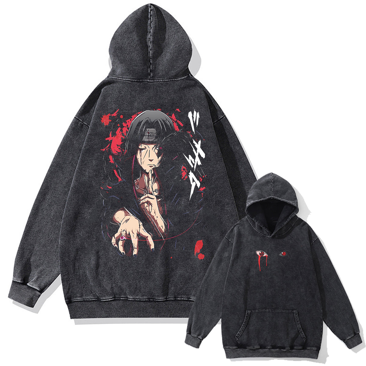 Naruto Sasuke Chidori Strike Oversized Vintage Hoodie