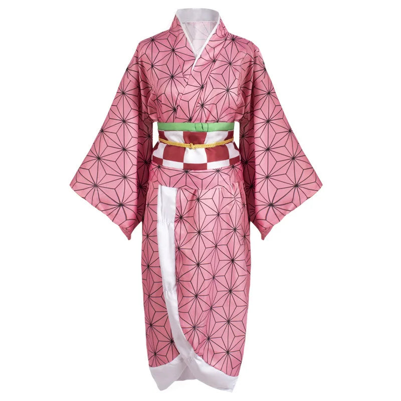 Demon Slayer Nezuko Pink Kimono Robe Cosplay & Halloween Costume