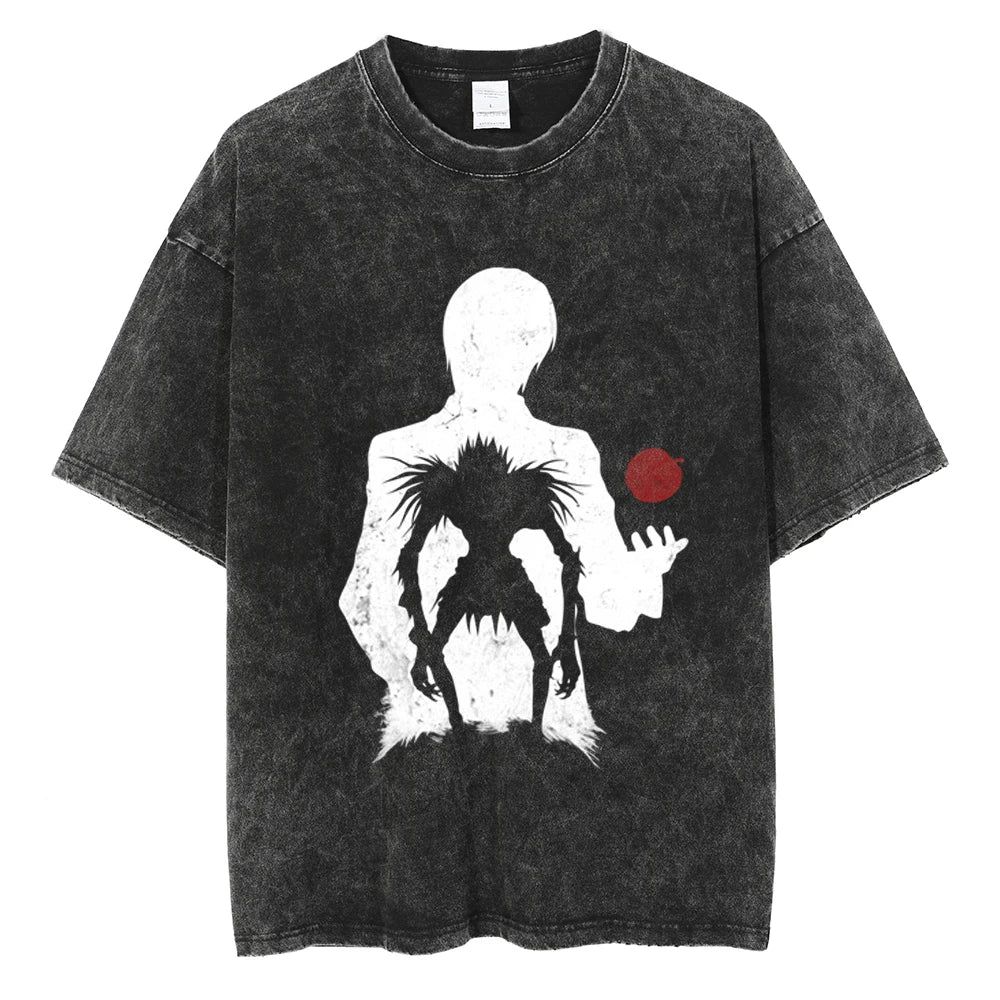Light Death Note Merch Death Note Light & Ryuk Power and Chaos Oversized Vintage T-Shirt
