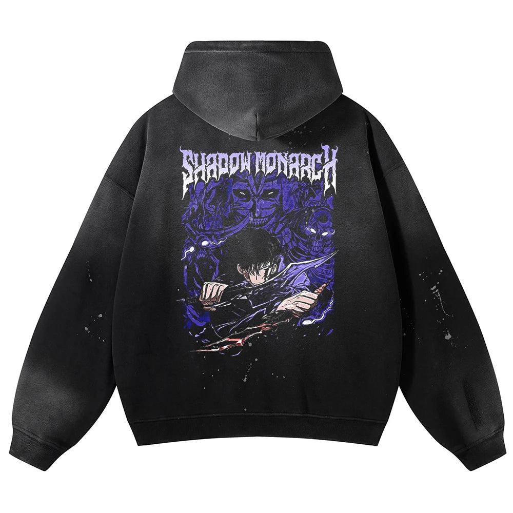 Solo Leveling Shadow Monarch Oversized Vintage Hoodie