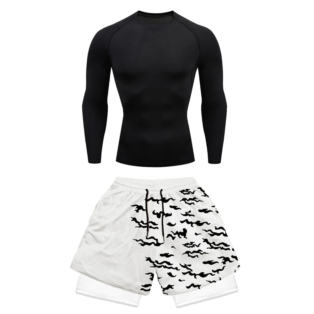 Naruto Sasuke Cursed Seal Awakening Long Sleeve Compression Rash Guard Set