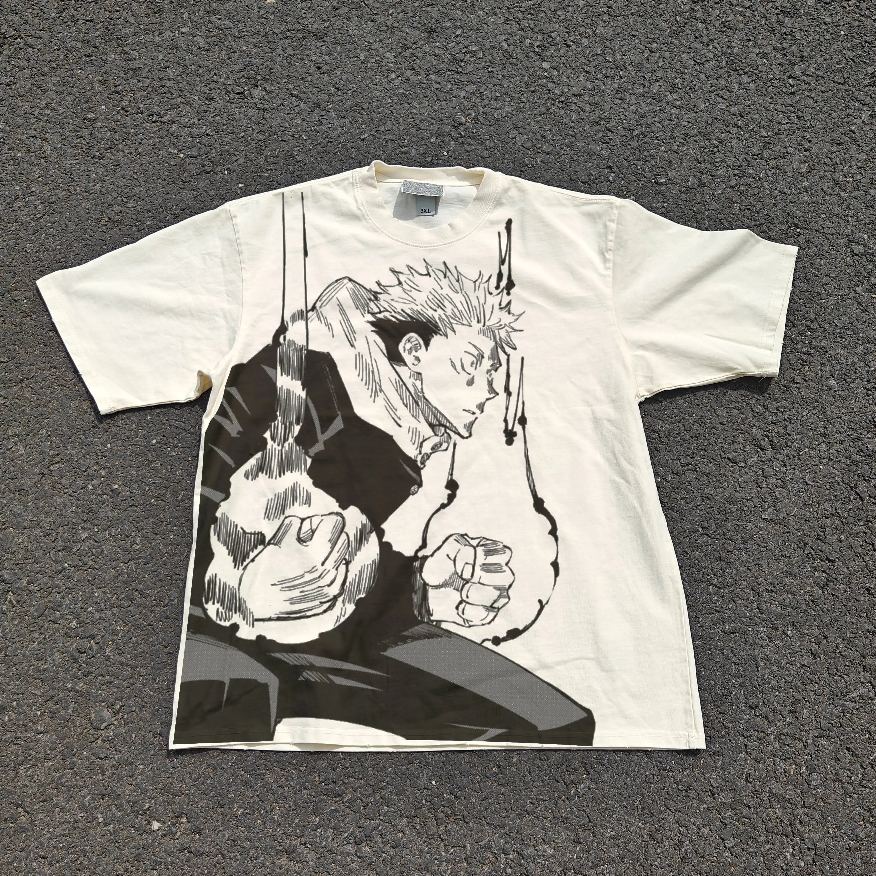 Jujutsu Kaisen Itadori's Power Oversized Vintage T-Shirt