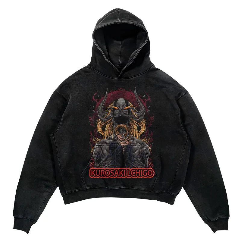 Bleach Kurosaki's Path Oversized Vintage Hoodie