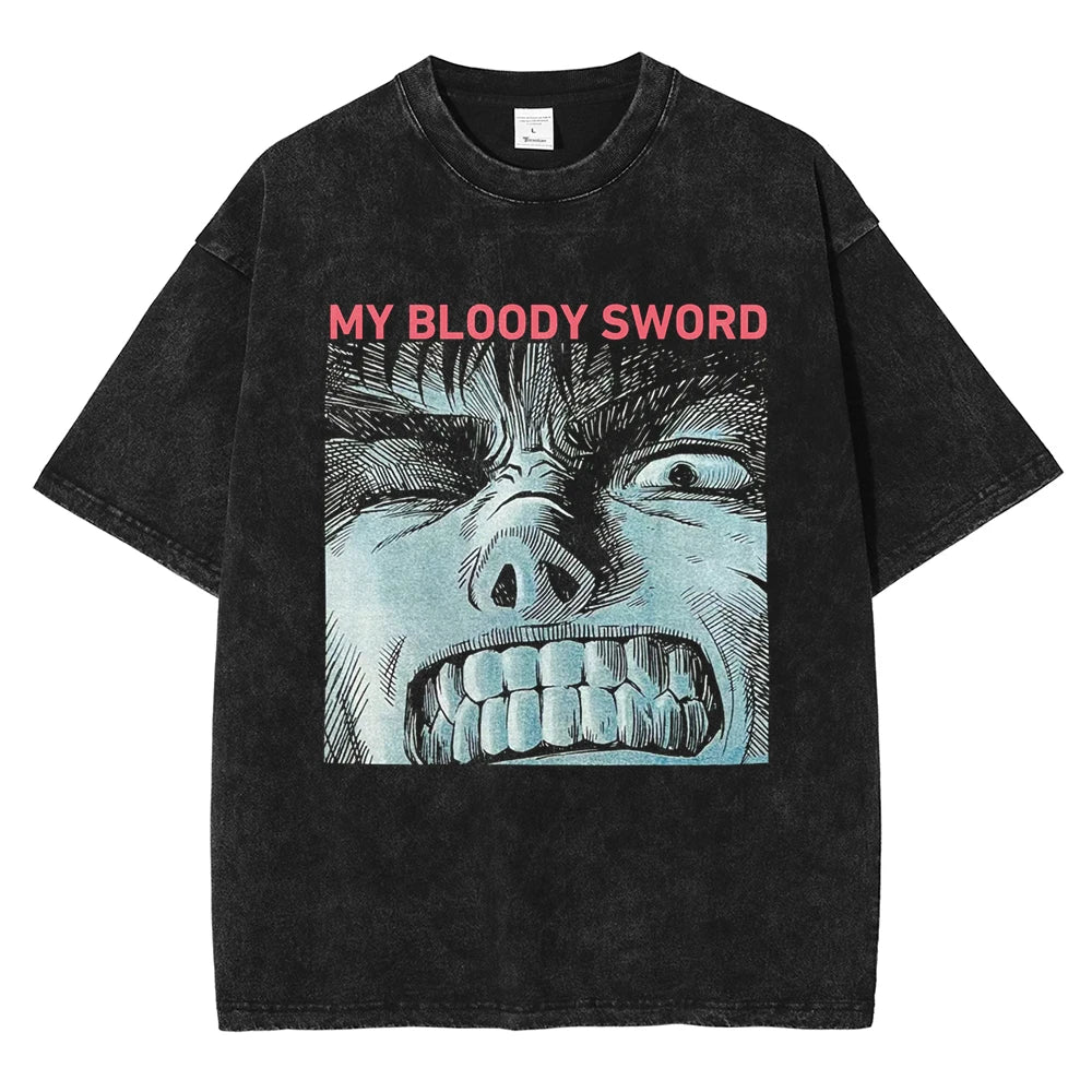 Berserk Black Swordsman Oversized Vintage T-Shirt