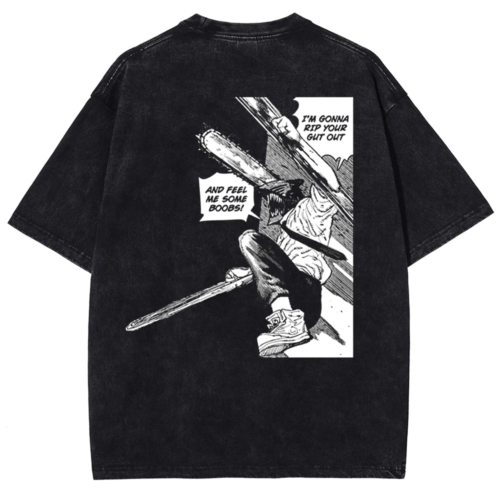 Chainsaw Man Denji's Threat Oversized Vintage Shirt