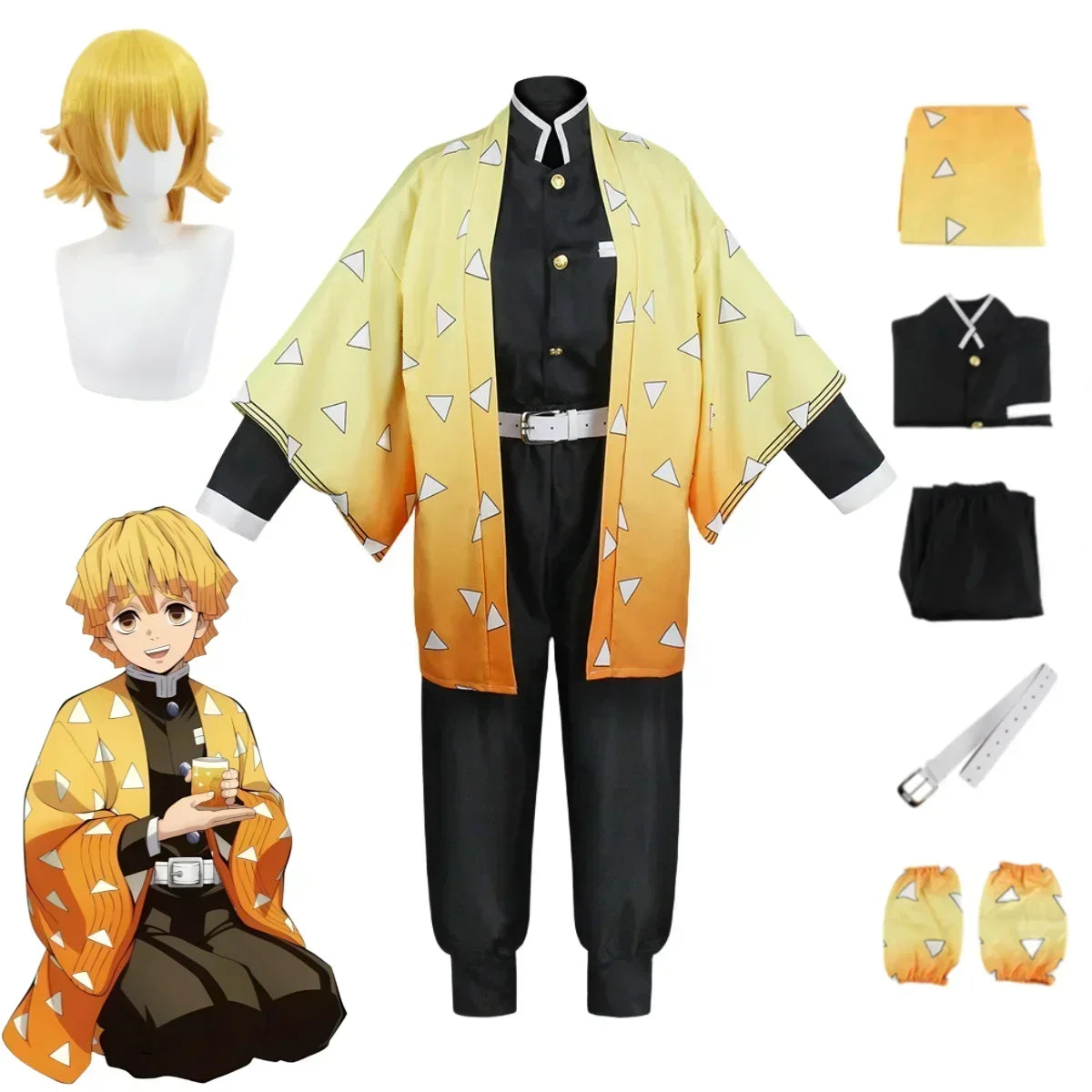 Demon Slayer Zenitsu Thunder Breathing Cosplay & Halloween Costume