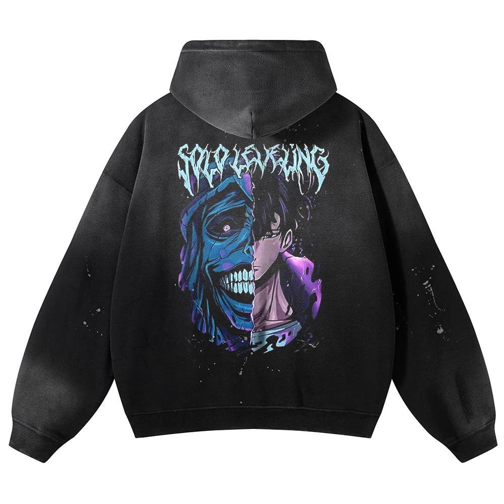 Solo Leveling Dual Face Oversized Vintage Hoodie