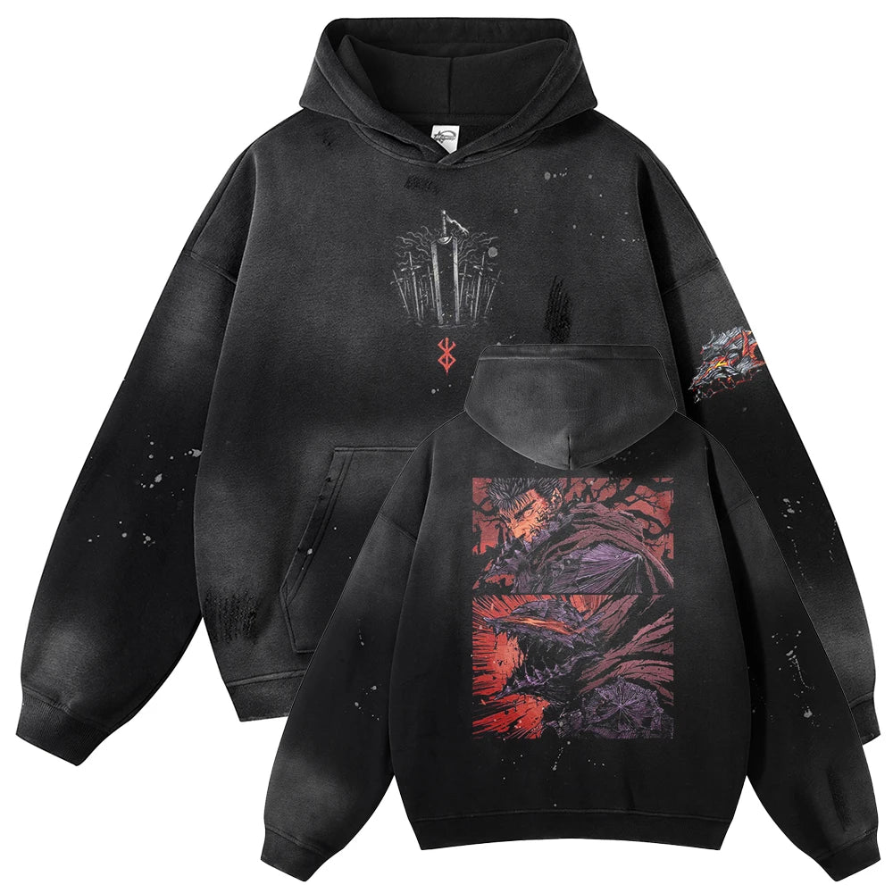 Berserk Knight's Sword Oversized Vintage Hoodie