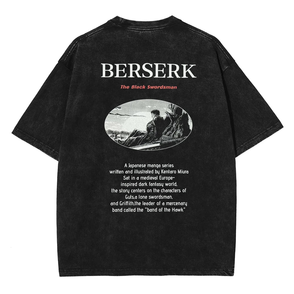 Berserk Black Swordsman Oversized Vintage T-Shirt