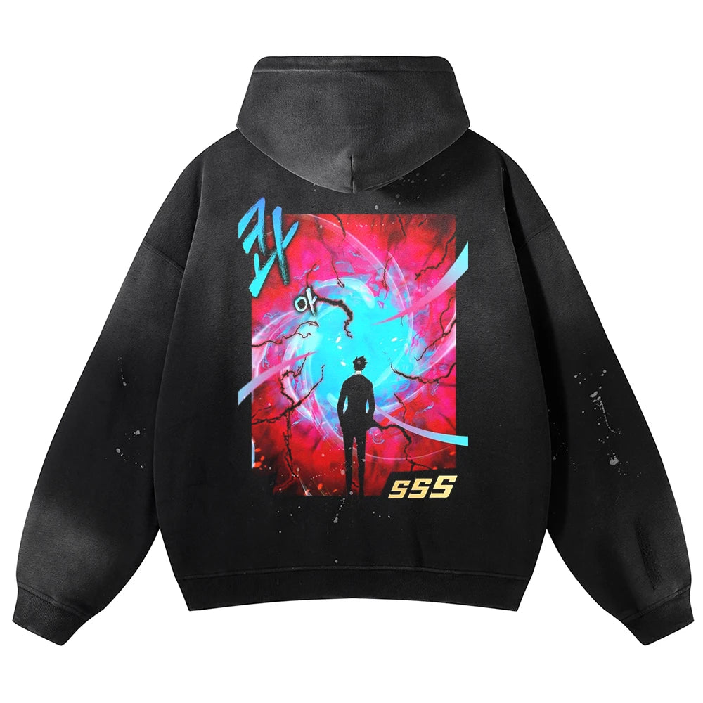 Solo Leveling Vortex Walker Oversized Vintage Hoodie