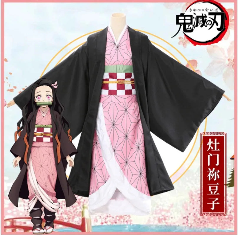 Demon Slayer Nezuko Pink Kimono Robe Cosplay & Halloween Costume