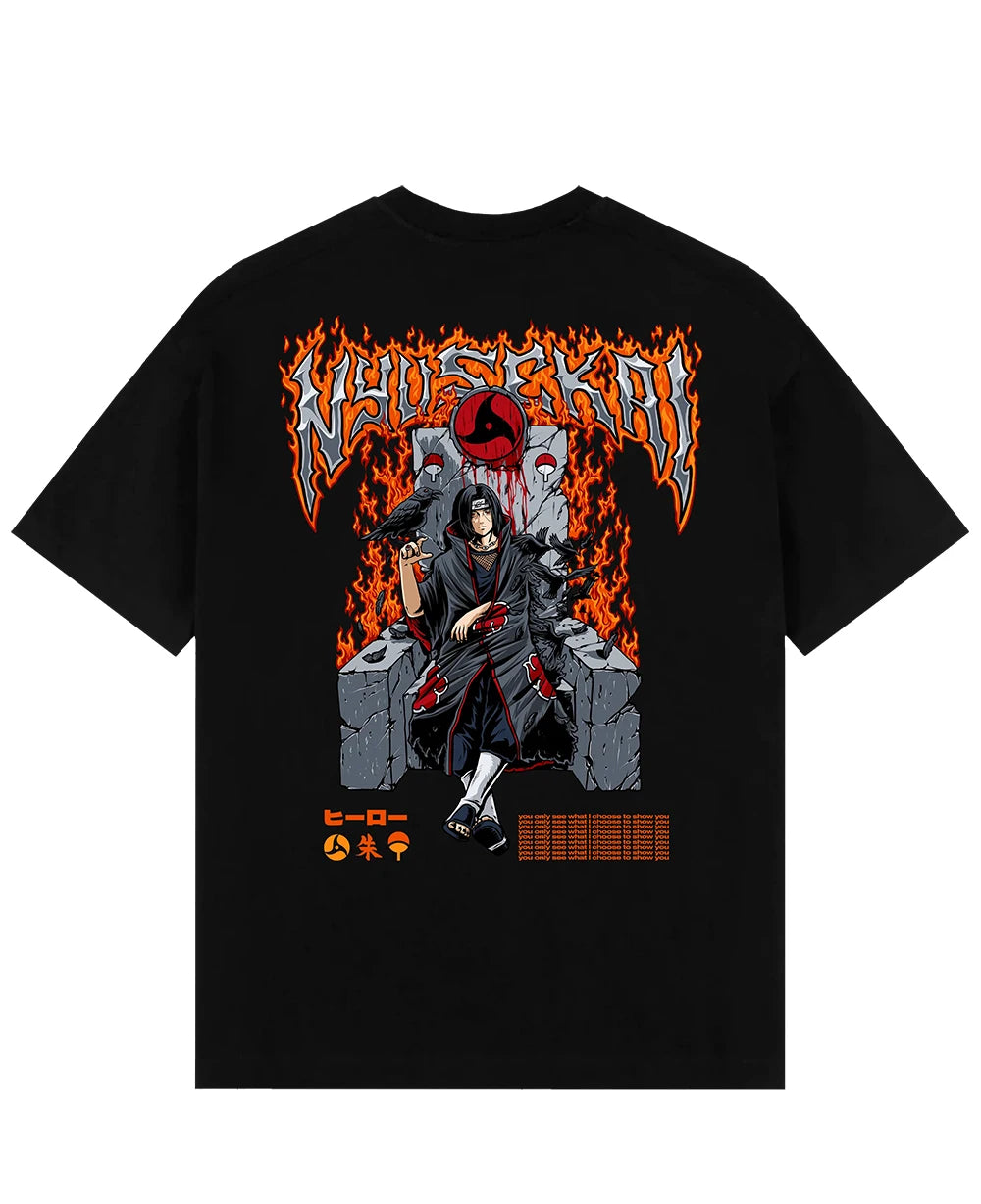Naruto Sasuke's Shadow Oversized Graphic T-Shirt