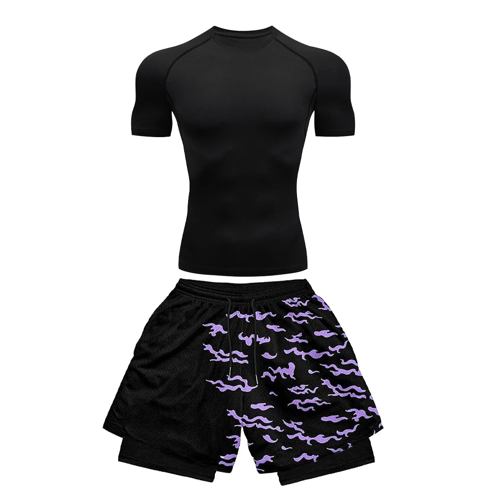 Naruto Sasuke Dark Uchiha Legacy Compression Rash Guard Set