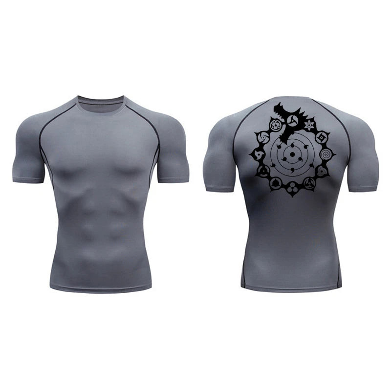 Naruto Hidden Village Symbols Compression Rash Guard Shirt