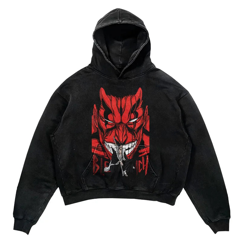 Bleach Kenpachi's Might Oversized Vintage Hoodie