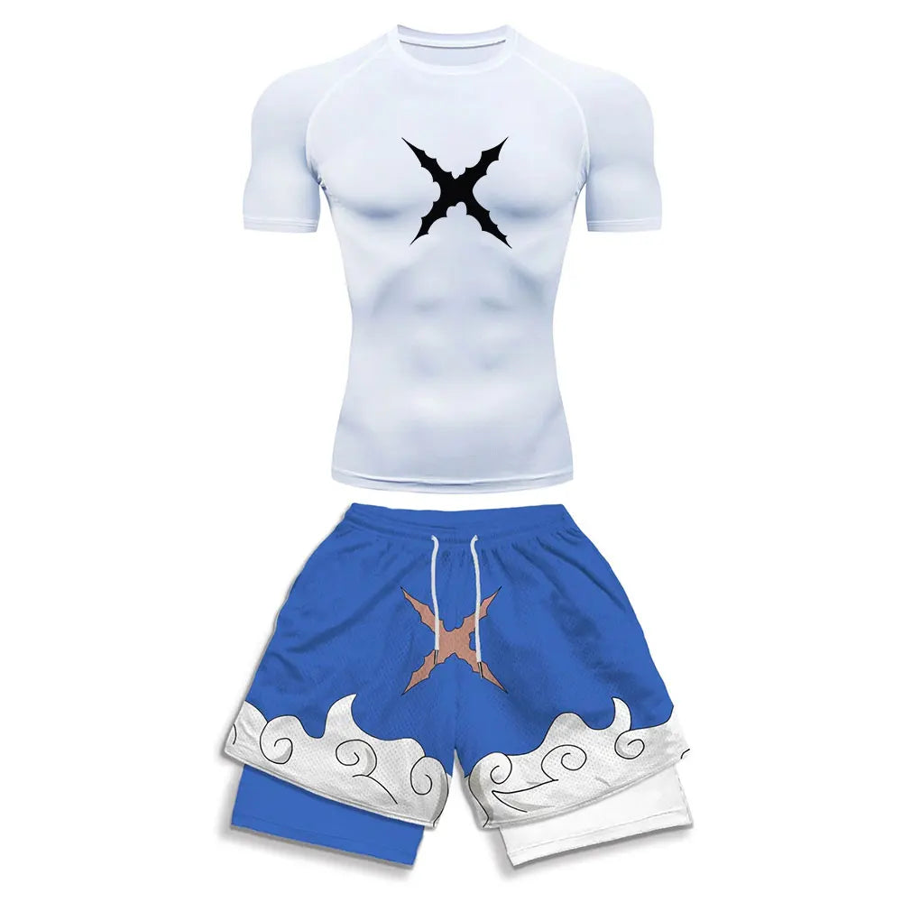 One Piece Luffy Sun God Awakening Compression Rash Guard Set
