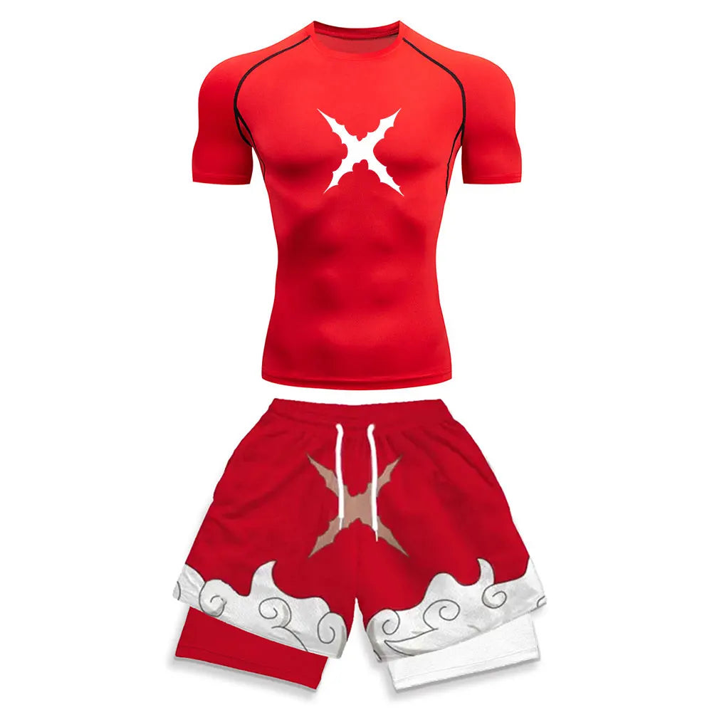 One Piece Luffy Sun God Awakening Compression Rash Guard Set