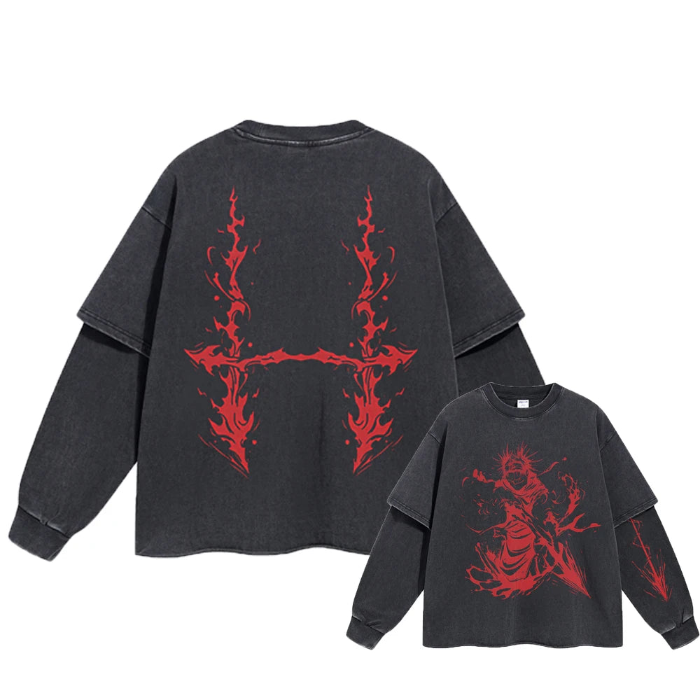 Jujutsu Kaisen Choso Bloodline of Fury Oversized Longsleeve Crewneck Sweater