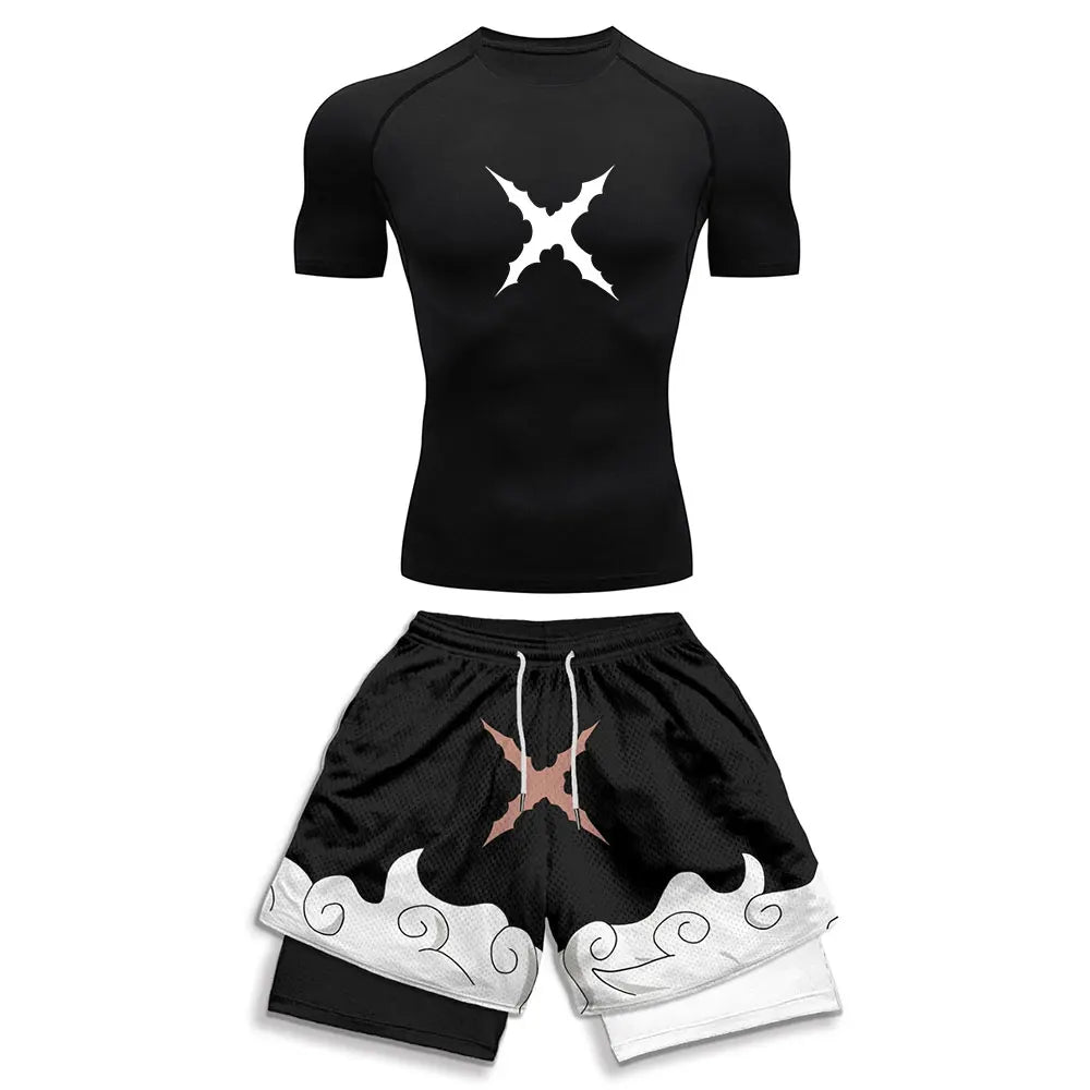 One Piece Luffy Sun God Awakening Compression Rash Guard Set