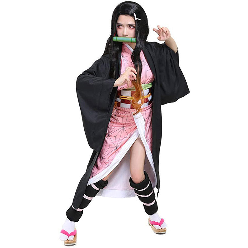 Demon Slayer Nezuko Pink Kimono Robe Cosplay & Halloween Costume