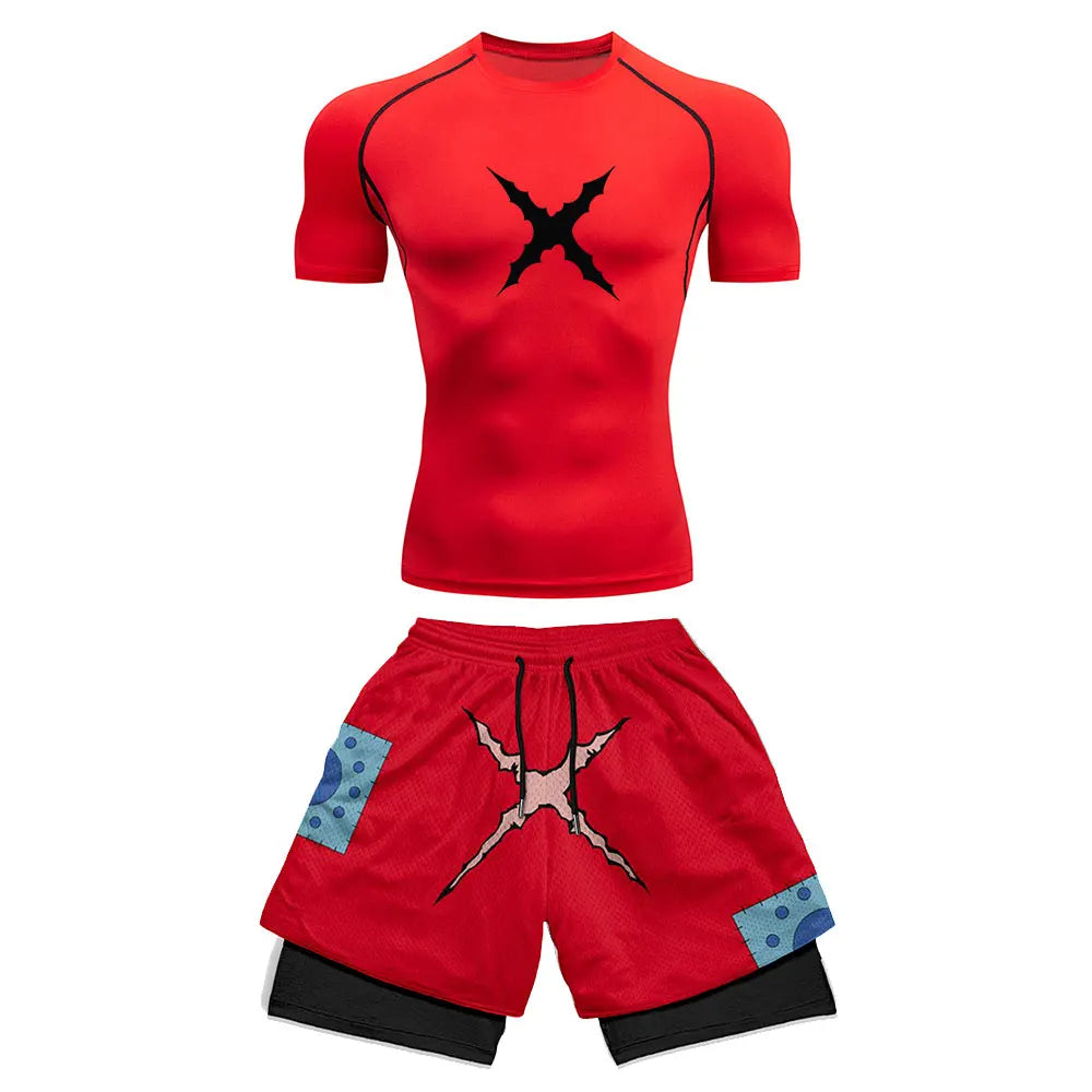 One Piece Luffy Sun God Awakening Compression Rash Guard Set